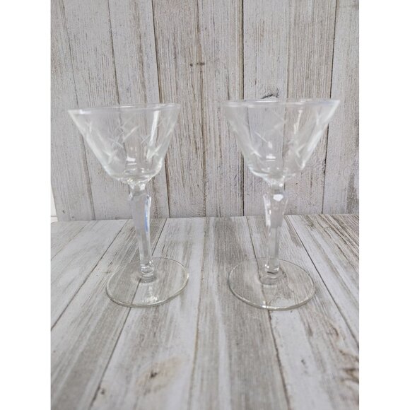 Vintage Starlight Libbey 5 3/4" Juice Cordial Cocktail Glasses Set Of 2 Starburs - Picture 1 of 6